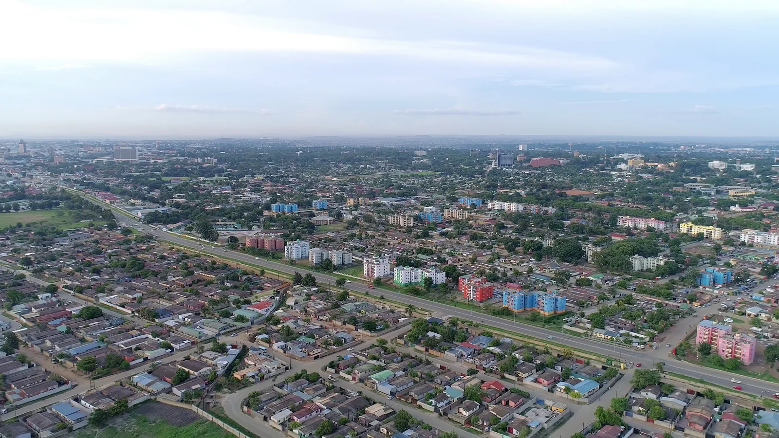 An aerial view of Lusaka, Zambia